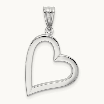 Polished Hollow Heart Pendant, 14K White Gold