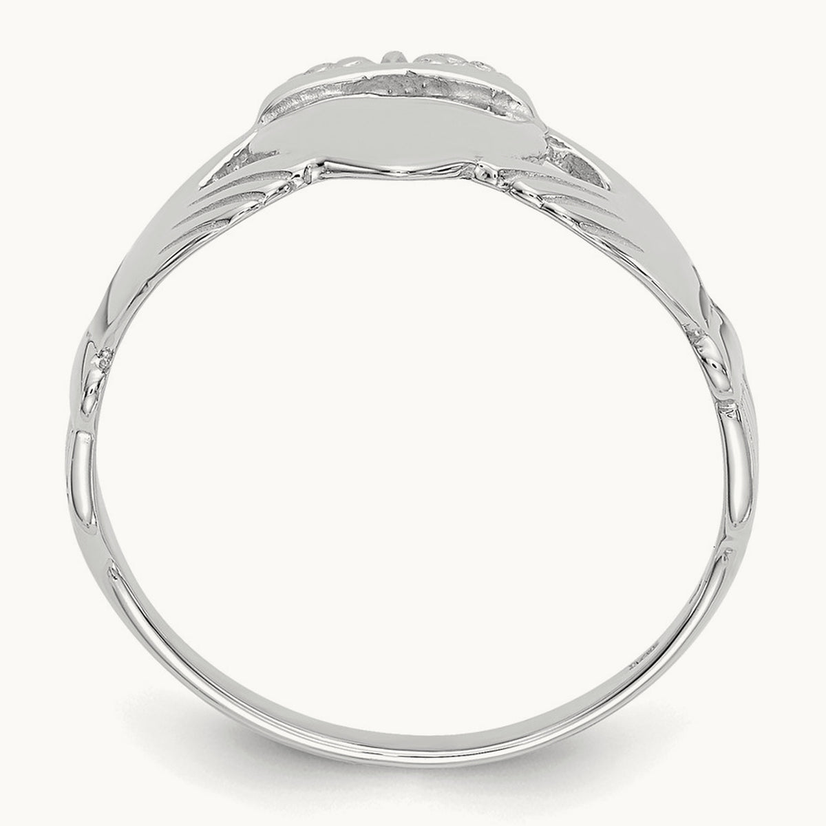 Ladies Claddagh Ring, 14K White Gold
