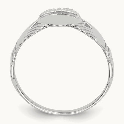 Ladies Claddagh Ring, 14K White Gold