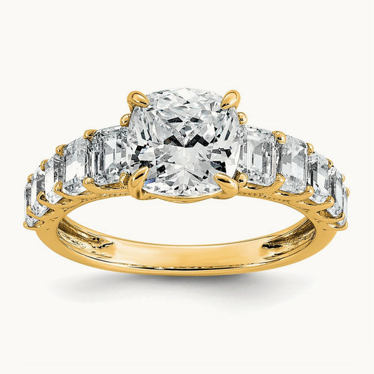 Cushion Engagement Ring, 3.25 ct tw Lab-Grown Diamond — 14K Yellow Gold