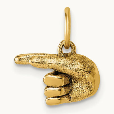 American Sign Language Alphabet Fingerspelling Sign G Pendant, 14K