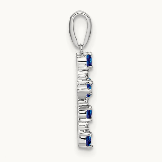 Lab Created Sapphire and Diamond Cross Pendant, 14K White Gold