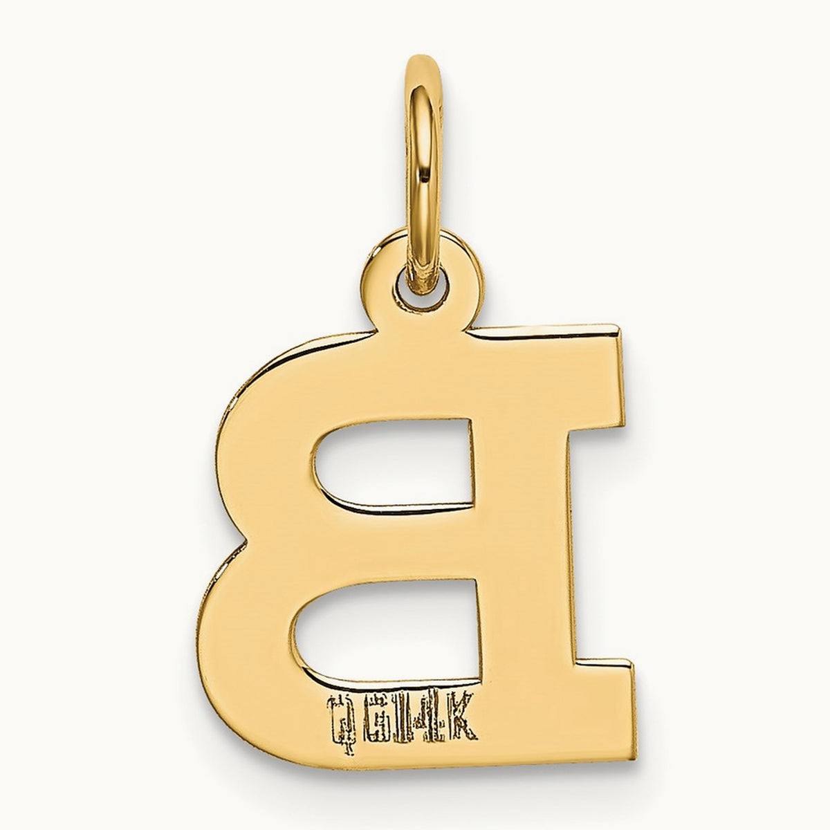 Small Block Initial Charm — 14K Yellow Gold, B