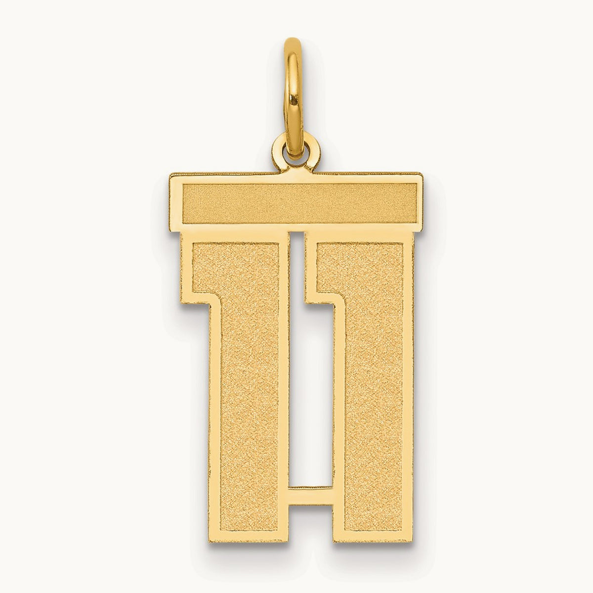 Medium Satin Number 11 Charm, 14K