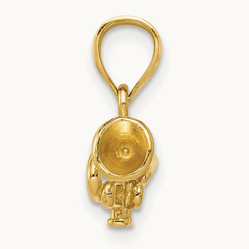 3D Trumpet Pendant, 14K