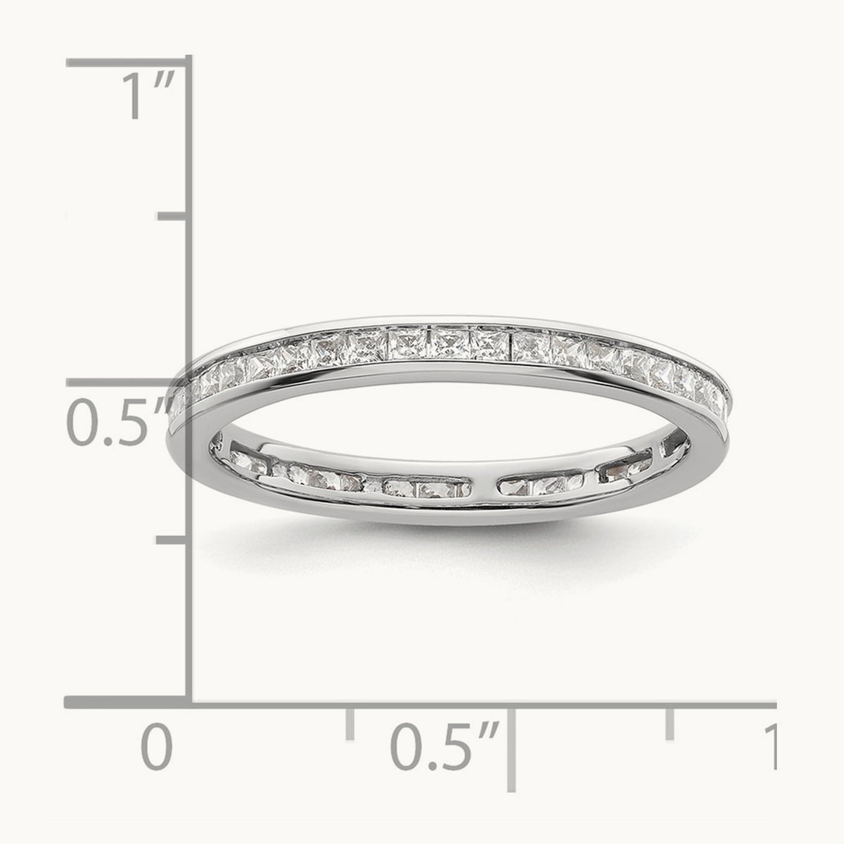Polished 1ct Princess Channel Set Diamond Eternity Band, 14K Gold in 14K White Gold