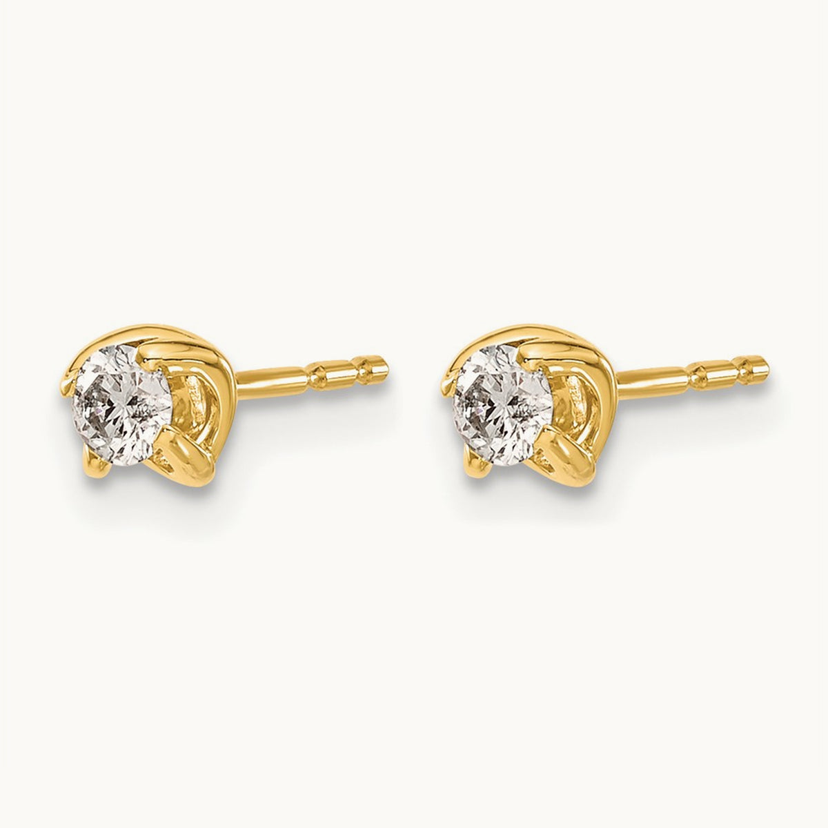 Diamond Post Earrings — 14K Yellow Gold