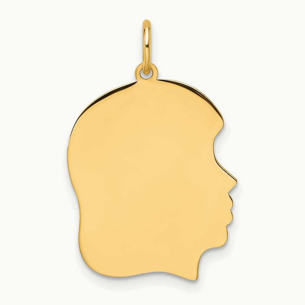 Plain Medium .027 Gauge Facing Right Engravable Girl Head Charm — 25.2mm