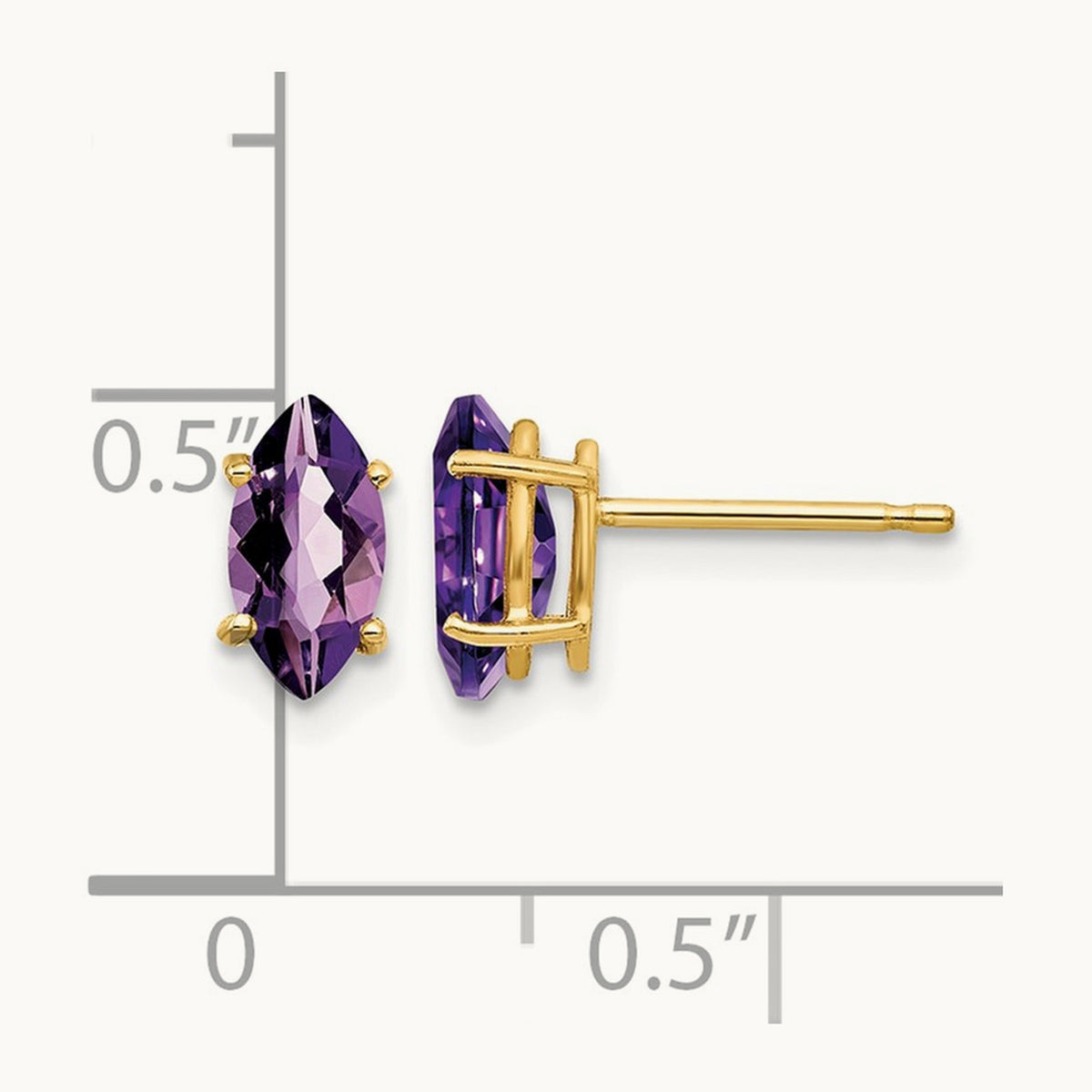 8x4mm Marquise Amethyst earring, 14K