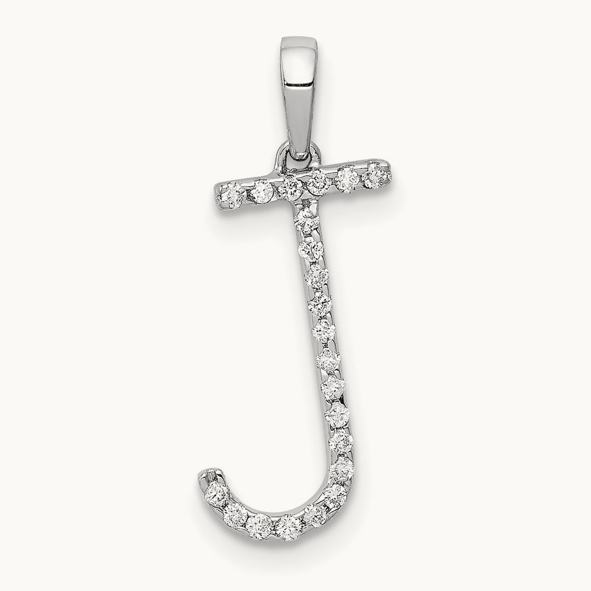 Diamond Letter J Initial Pendant, 14K White Gold