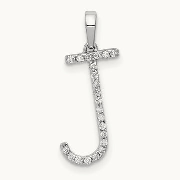 Diamond Letter J Initial Pendant, 14K White Gold