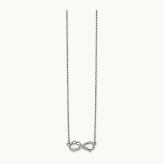 Diamond Infinity Pawprint/Heart 18 inch Necklace, 14K White Gold