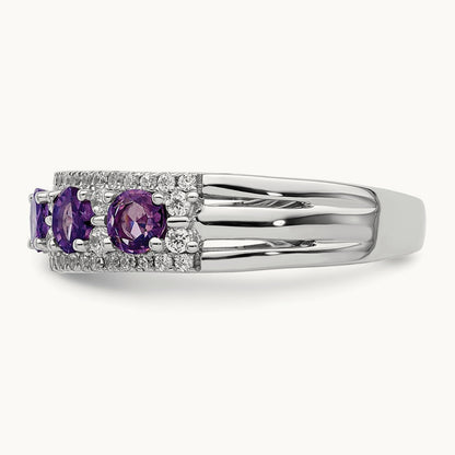 Polished Amethyst and Diamond Ring — photo set