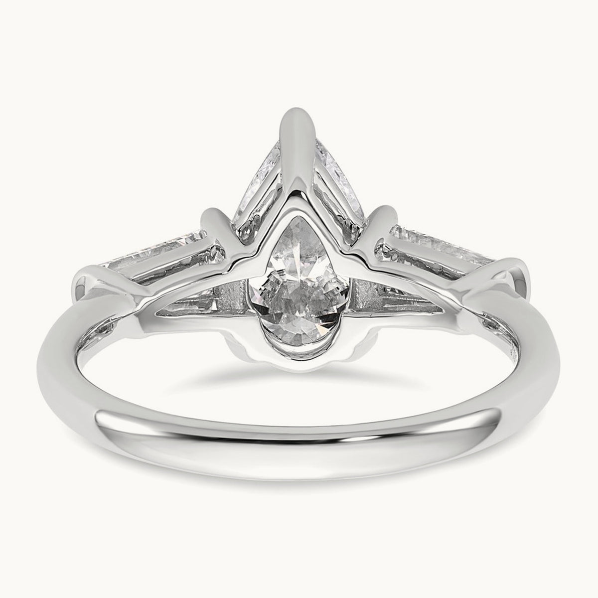 Pear/Baguette Engagement Ring, 1.50-6.75 ct tw Lab-Grown Diamond — 2 ct, 14K White Gold