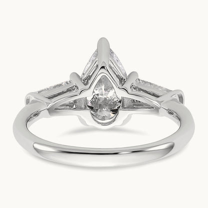 Pear/Baguette Engagement Ring, 1.50-6.75 ct tw Lab-Grown Diamond — 2 ct, 14K White Gold