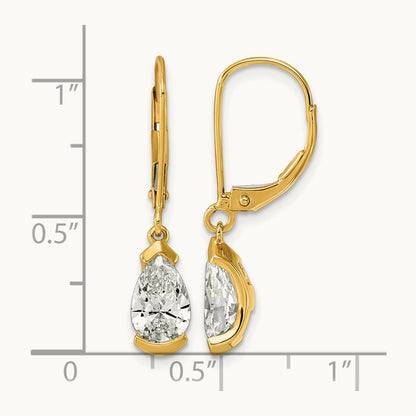 Pear Half Bezel Set Leverback Earrings, 2.00 ct tw Lab-Grown Diamond