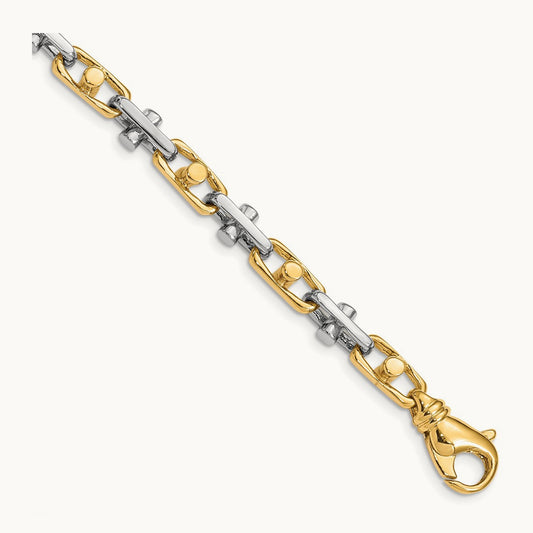 Hand-polished Fancy Link Bracelet, 5.8mm, 14K Two-tone