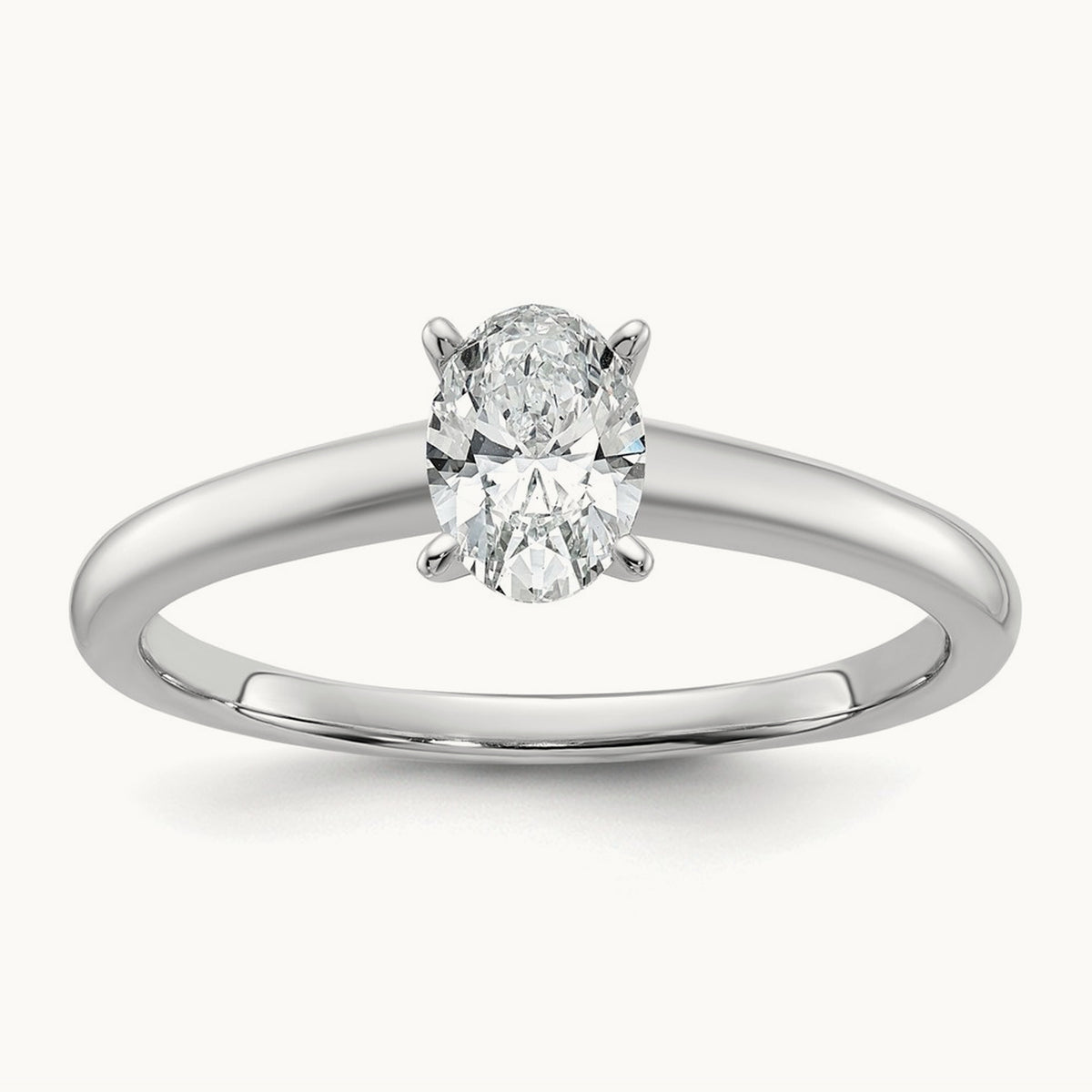 Oval Solitaire Engagement Ring, 0.50-5.00 ct tw Lab-Grown Diamond — 1/2 ct, 14K White Gold