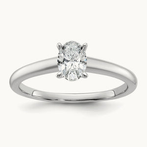 Oval Solitaire Engagement Ring, 0.50-5.00 ct tw Lab-Grown Diamond — 1/2 ct, 14K White Gold