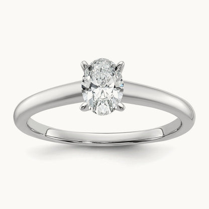 Oval Solitaire Engagement Ring, 0.50-5.00 ct tw Lab-Grown Diamond — 1/2 ct, 14K White Gold