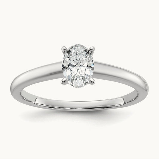 Oval Solitaire Engagement Ring, 0.50-5.00 ct tw Lab-Grown Diamond — 1/2 ct, 14K White Gold