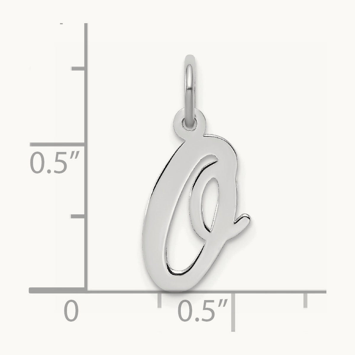 Medium Script Initial Charm — 14K White Gold, O