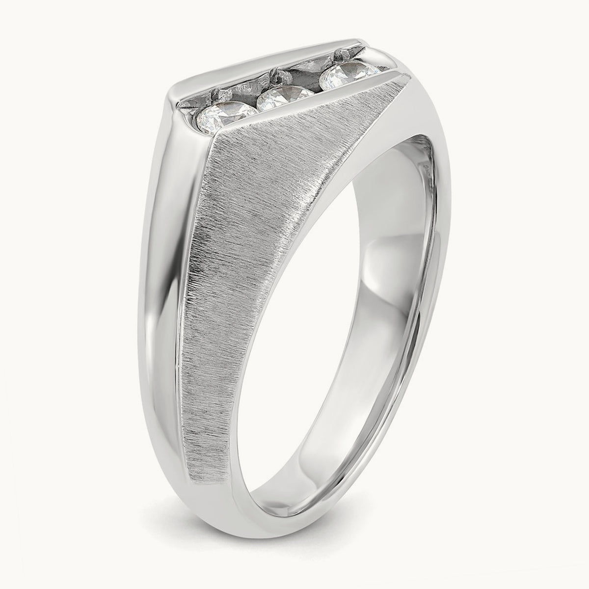 IBGoodman Men's Polished & Satin Diamond Ring, 14K White Gold