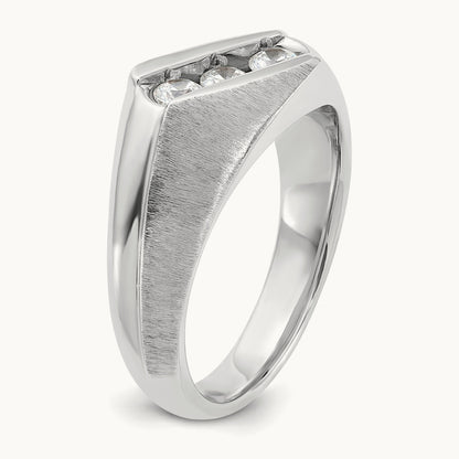 IBGoodman Men's Polished & Satin Diamond Ring, 14K White Gold