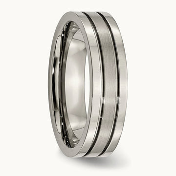 Brushed Center Grooved Band, 6mm, Titanium