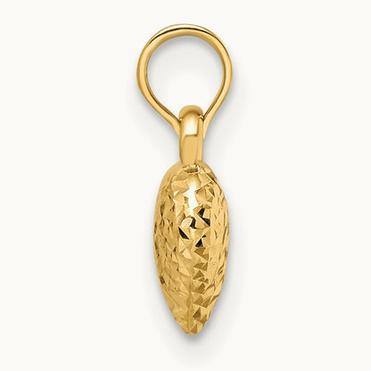 Polished Diamond-cut Small Puffed Heart Pendant, 14K