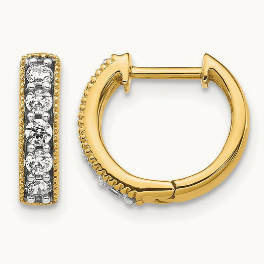 Miligrain Hinged Hoop Earrings, 0.25 ct tw Lab-Grown Diamond — 14K Yellow Gold