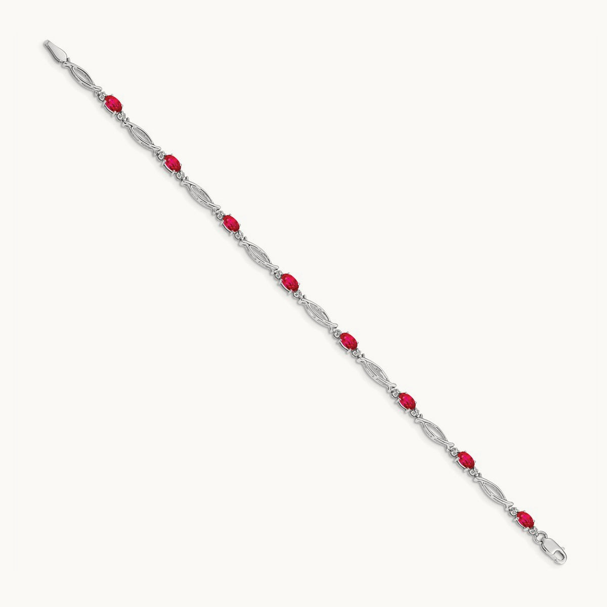 Diamond and Ruby Bracelet, 14K White Gold