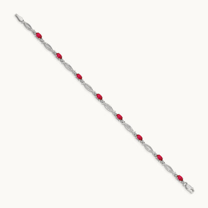 Diamond and Ruby Bracelet, 14K White Gold