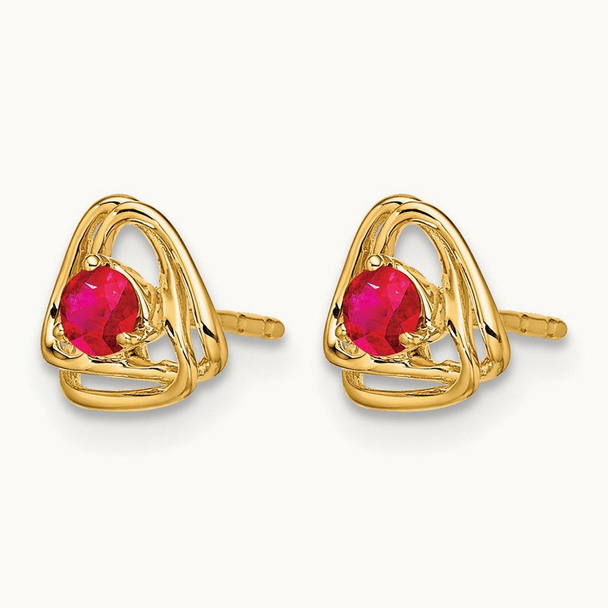 Amethyst Post Earrings — 14K Yellow Gold