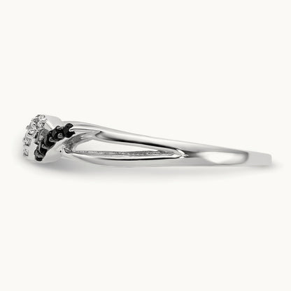 w/ Black and White Diamond Twist Ring, 14K White Gold