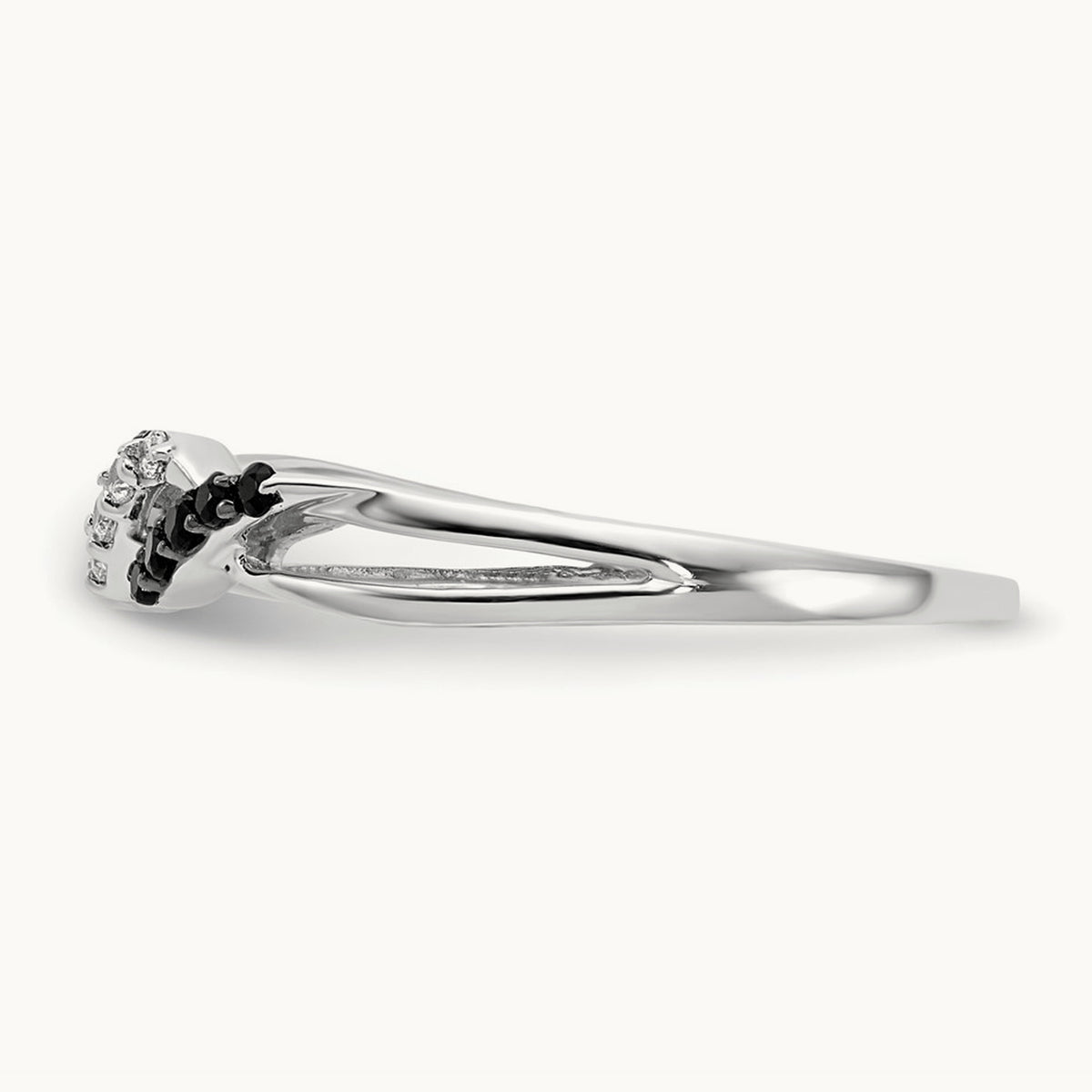w/ Black and White Diamond Twist Ring, 14K White Gold