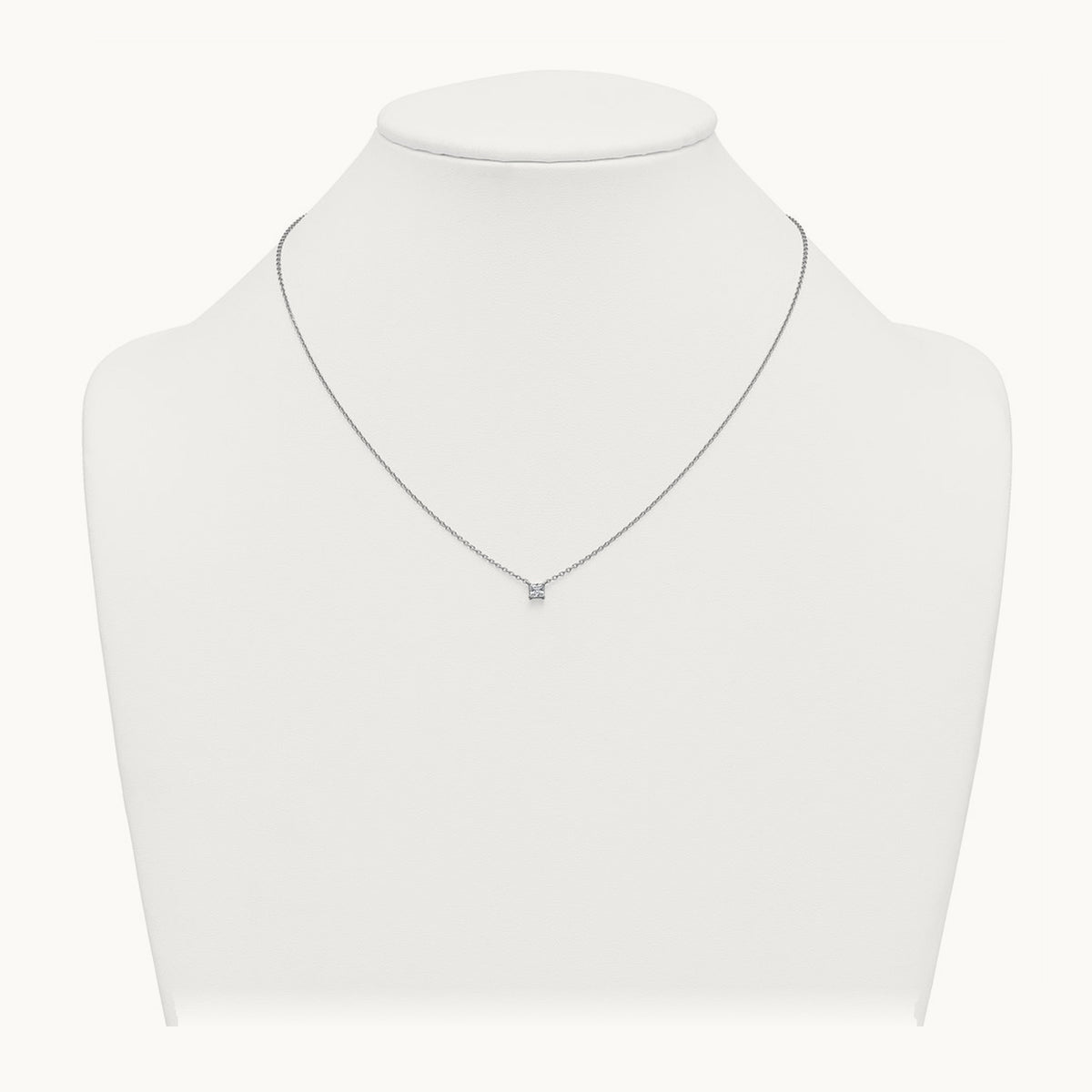 Princess Pendant Necklace, 0.25-4.00 ct tw Lab-Grown Diamond — 1/4 ct, VS (Best), 14K White Gold