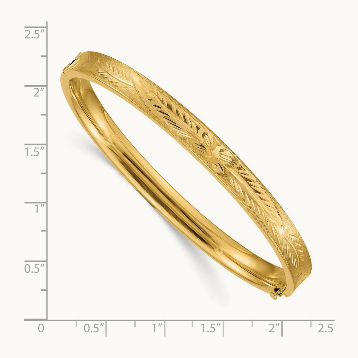 4/16 Oversize Diamond-cut Concave Hinged Bangle Bracelet, 14K