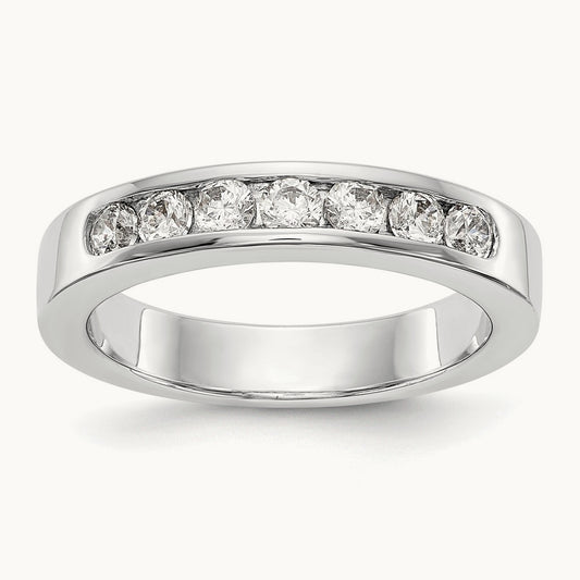 7-Stone Diamond Channel Band, 14K White Gold