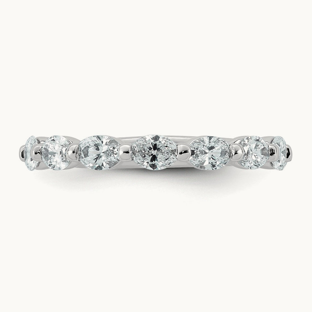 Oval Shape Stones Wedding Band, 1.25-1.75 ct tw Lab-Grown Diamond — 1 1/5 ct, 14K White Gold