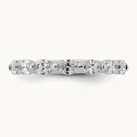 Oval Shape Stones Wedding Band, 1.25-1.75 ct tw Lab-Grown Diamond — 1 1/5 ct, 14K White Gold