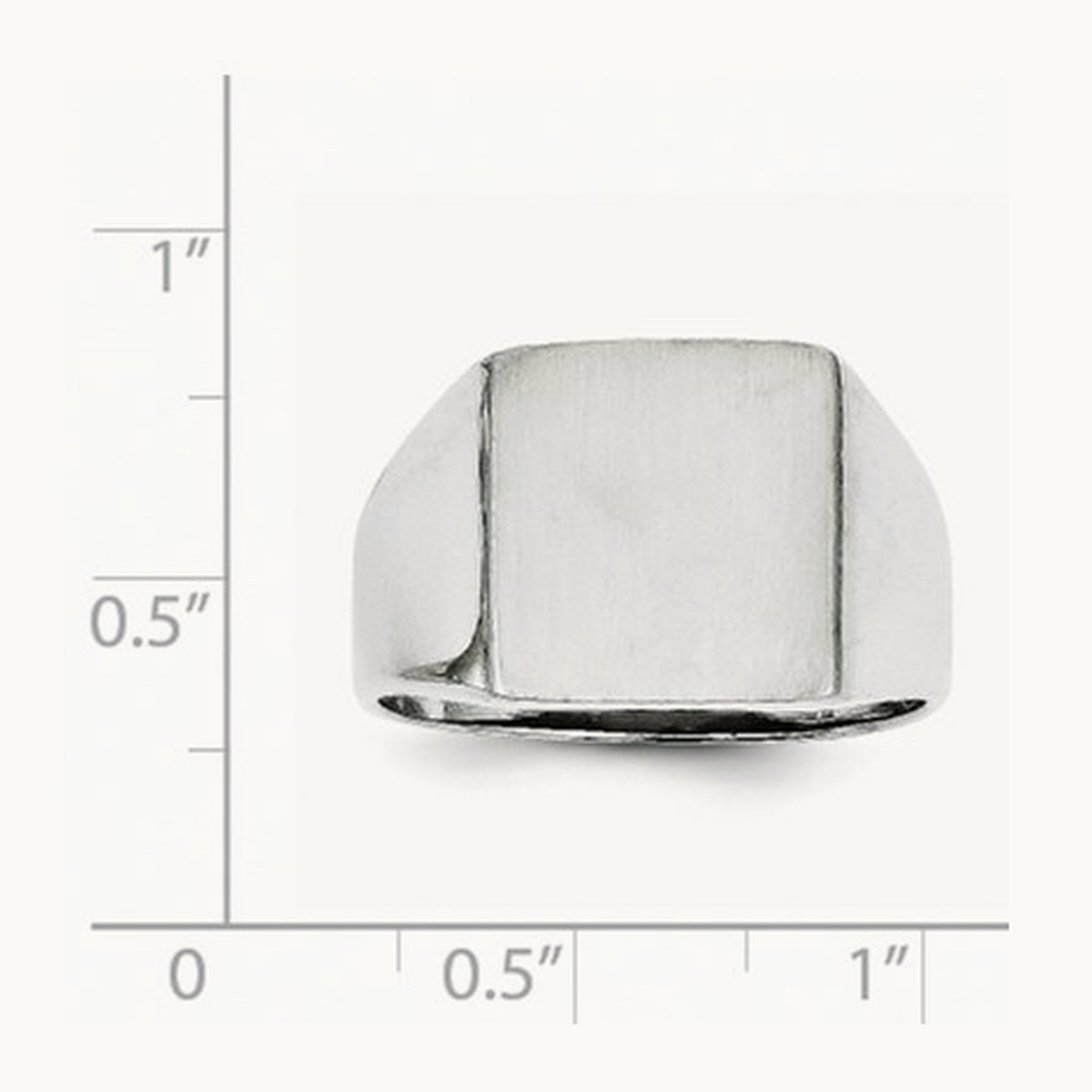 13.0x13. Open Back Satin Mens Signet Ring, 5mm, 14K White Gold