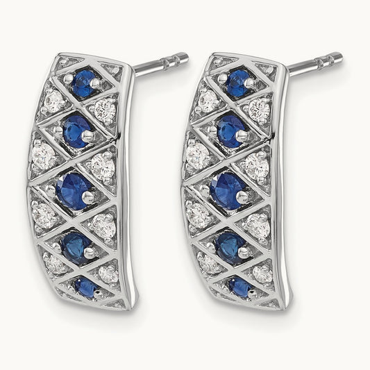 Diamond and Sapphire Fancy Earrings, 14K White Gold