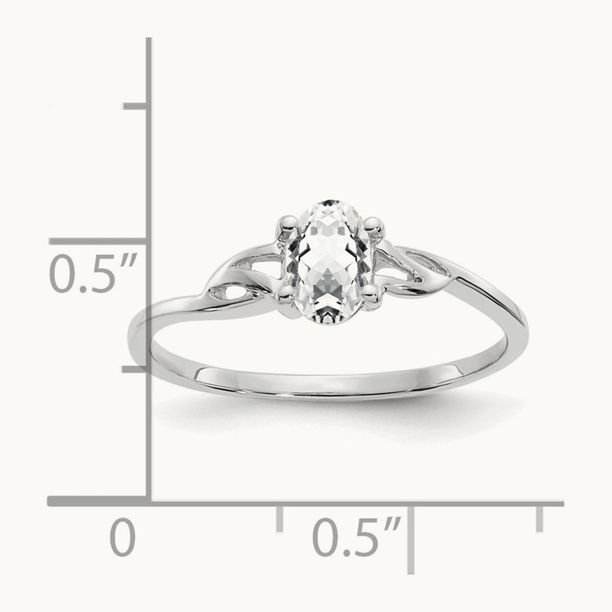 White Topaz Birthstone Ring, 14K White Gold