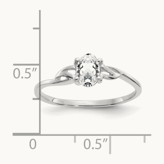 White Topaz Birthstone Ring, 14K White Gold