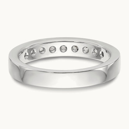 9-Stone Diamond Channel Band, 14K White Gold