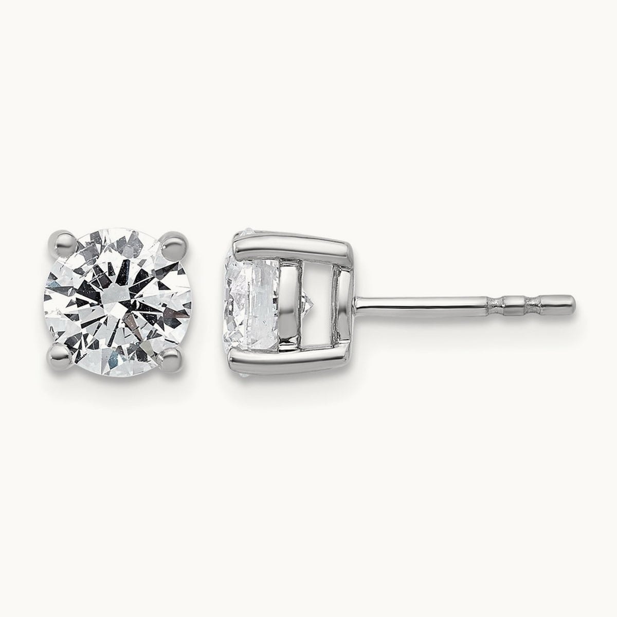 Round Heavyweight Stud Earrings, 0.10-7.00 ct tw Lab-Grown Diamond — 2 ct, Sterling Silver