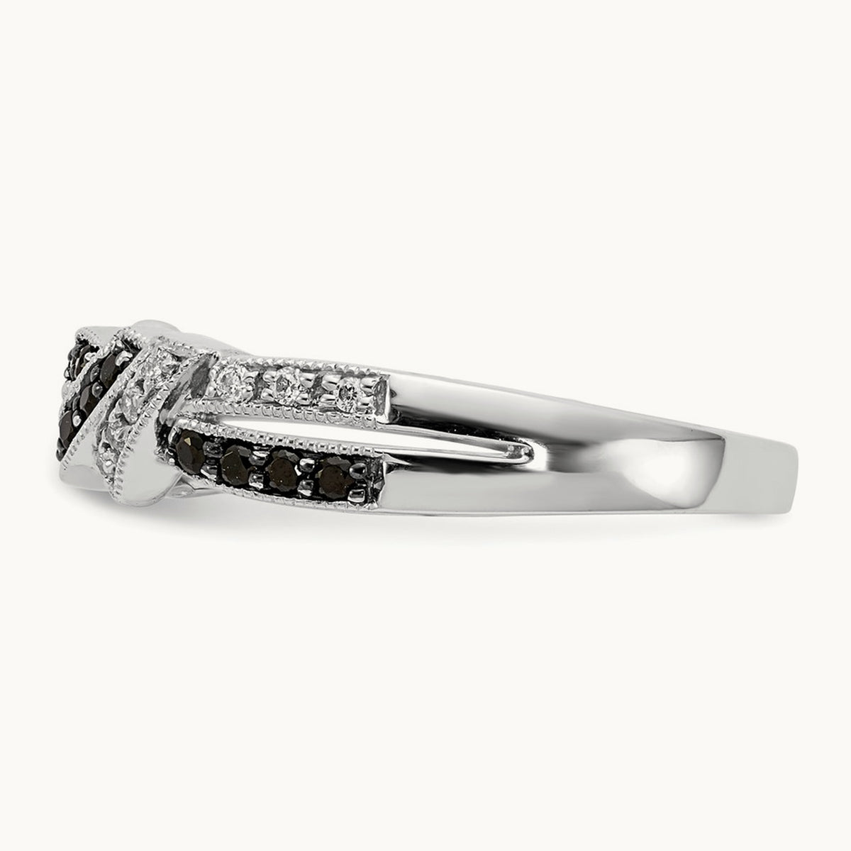 w/Black Rhodium White and Black Diamond Ring, 14K White Gold