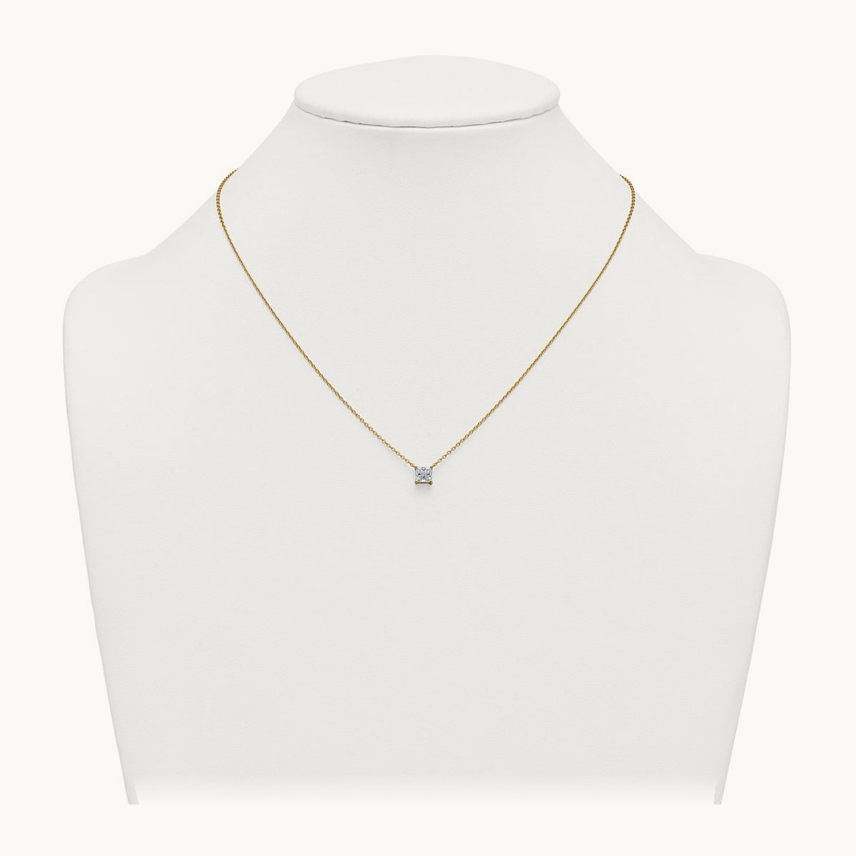 Princess Pendant Necklace, 0.25-4.00 ct tw Lab-Grown Diamond — 3/4 ct, VS (Best), 14K Yellow Gold