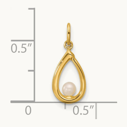 Polished Freshwater Cultured Pearl Teardrop Pendant, 14K
